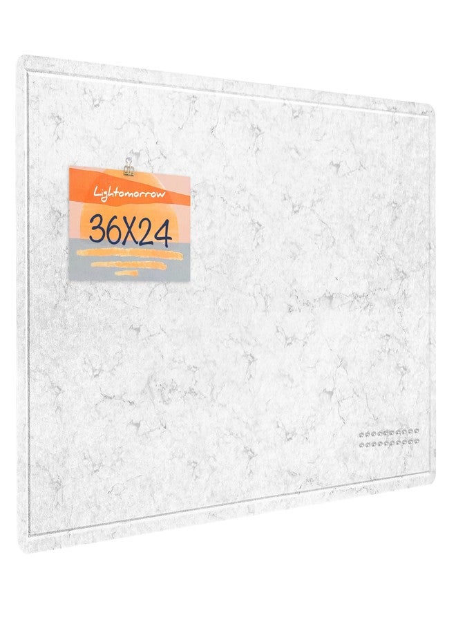 لوحة إعلانات، مقاس 36 × 24 بوصة، لوحة لباد - لوحة دبابيس مزخرفة، بديل للوحة الفلين للجدار، لوحة صور قابلة للطي مقاس 3 × 2 قدم، لوحة رؤية ذاتية اللصق مع 20 دبوسًا - لون أبيض رخامي - Image 1