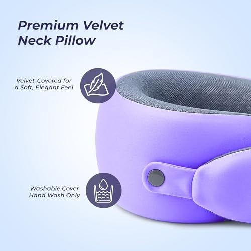 Billebon Memory Foam Neck Pillow with Cooling Gel, Snake Shape Travel Pillow with Snap Button, Neck Rest for Travelling & Flight Travel, Ergonomic Support for Comfort & Pain Relief (Lavender) - Image 3