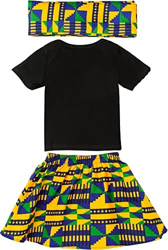 SHENBOLEN Baby Girl African Print Clothing Ankara Skirt Top Set(B,Large) - Image 2