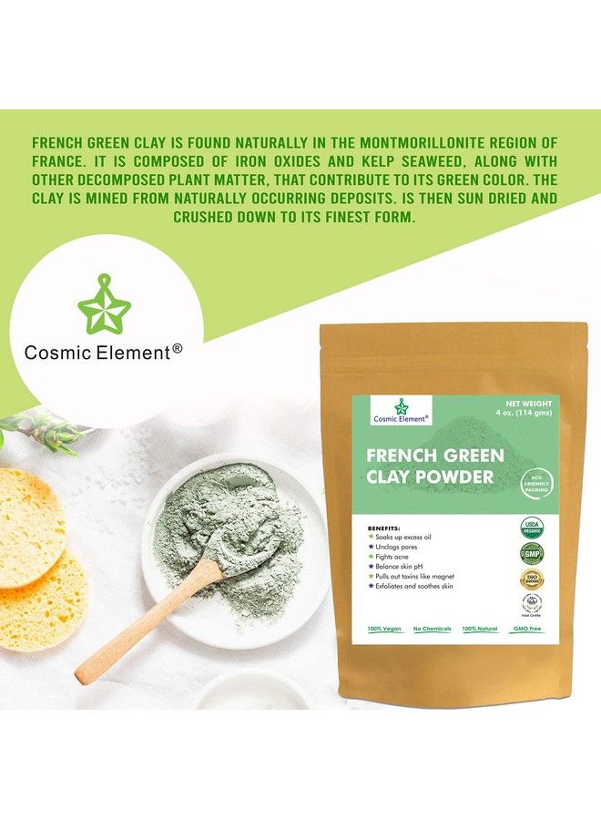 cosmic element French Green Clay European Montmorillonite Ultra Soft Clay Powder Vegan Cosmetic Grade Healing Clay For Face Mask Skin Care Detox Clay Mask For Blackheads And Pores 4 Ounce - Image 5