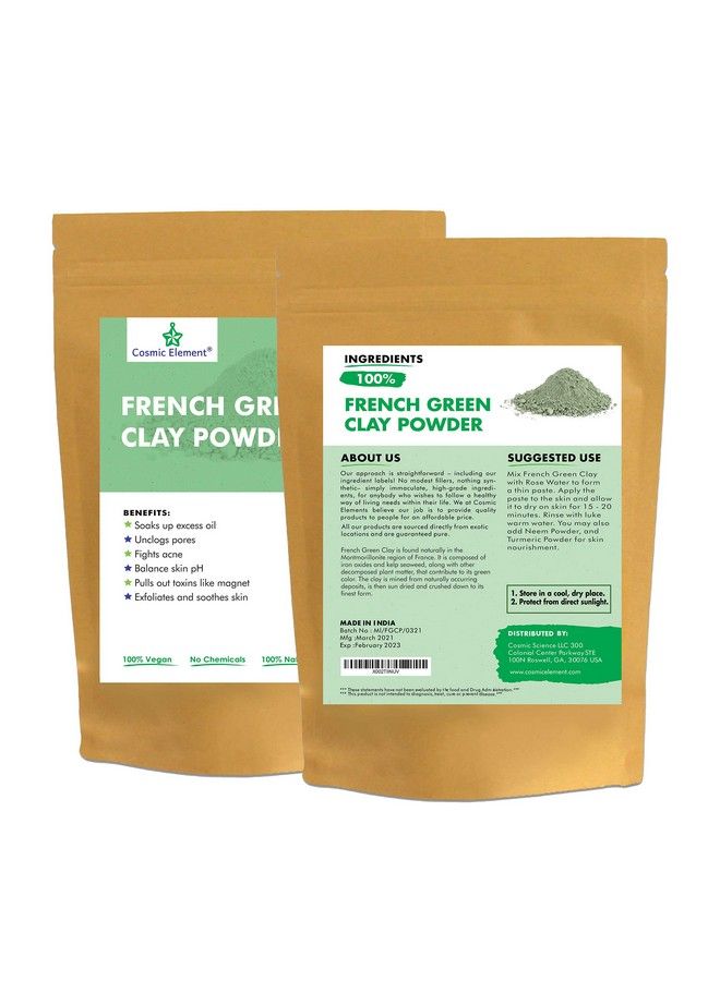 cosmic element French Green Clay European Montmorillonite Ultra Soft Clay Powder Vegan Cosmetic Grade Healing Clay For Face Mask Skin Care Detox Clay Mask For Blackheads And Pores 4 Ounce - Image 2