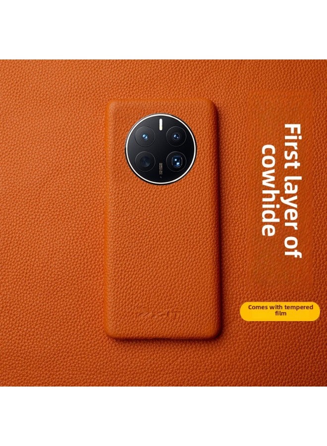 Suitable For Huawei Mate6070 Phone Case Limited Edition Mate70Pro Leather High-end Litchi Pattern Protective Case-Color:Linen Blue-Applicable Model:For Huawei Mate 60
