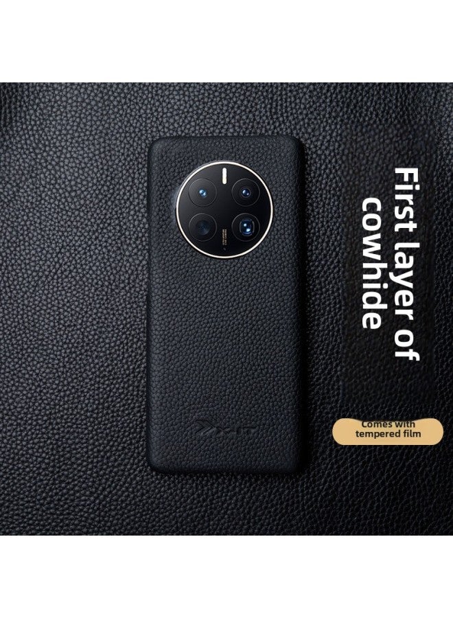 Suitable For Huawei Mate6070 Phone Case Limited Edition Mate70Pro Leather High-end Litchi Pattern Protective Case-Color:Linen Blue-Applicable Model:For Huawei Mate 60