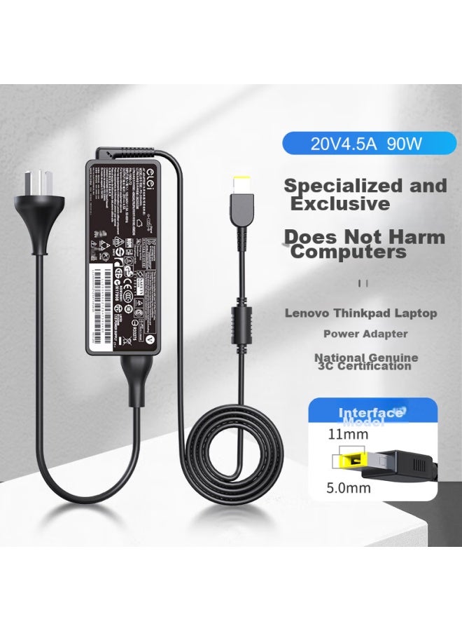 Elei Laptop Charger For Lenovo Thinkpad T440s E431 X240 X270 E475 T470, 20v 4.5a 90w, Square Port Computer Power Adapter - Image 1