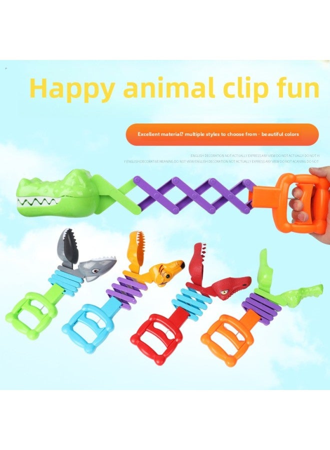 Children's Mechanical Arm Toy Clip Crab Claw Crocodile Pliers Short Crab Clip Telescopic Hand Pull Clip Animal Clip-Color:Telescopic Shark Head Manipulator - Image 3