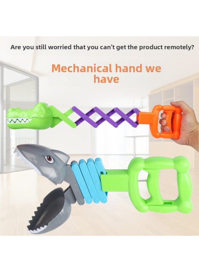 Children's Mechanical Arm Toy Clip Crab Claw Crocodile Pliers Short Crab Clip Telescopic Hand Pull Clip Animal Clip-Color:Telescopic Shark Head Manipulator - Image 2