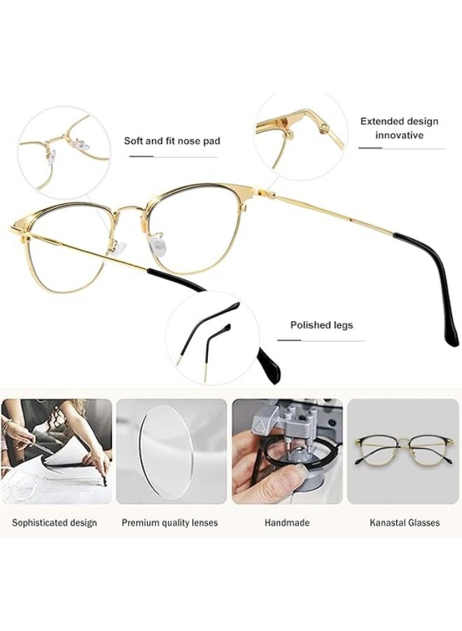 KANASTAL Fashion Blue Light Blocking Glasses for Women and Men, Metal Filter Blue-light Eyewear Ultra Light TV PC Computer Gaming Glass - Image 1