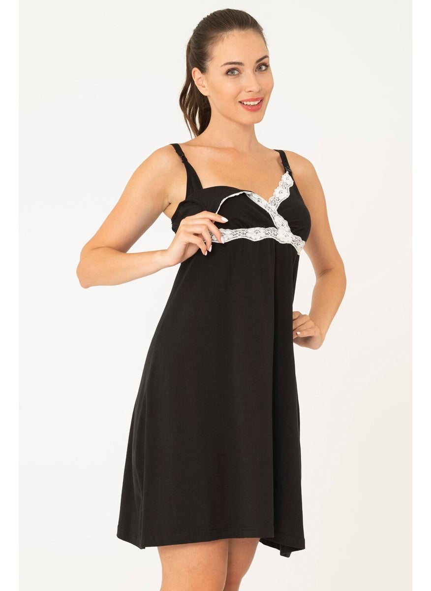 For You Moda Black Nursing Nightgown S32120  - Image 1