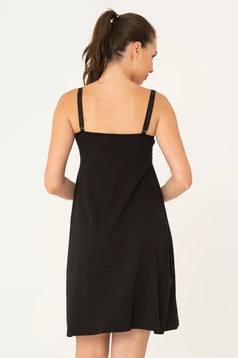 فور يو مودا Black Nursing Nightgown S32120