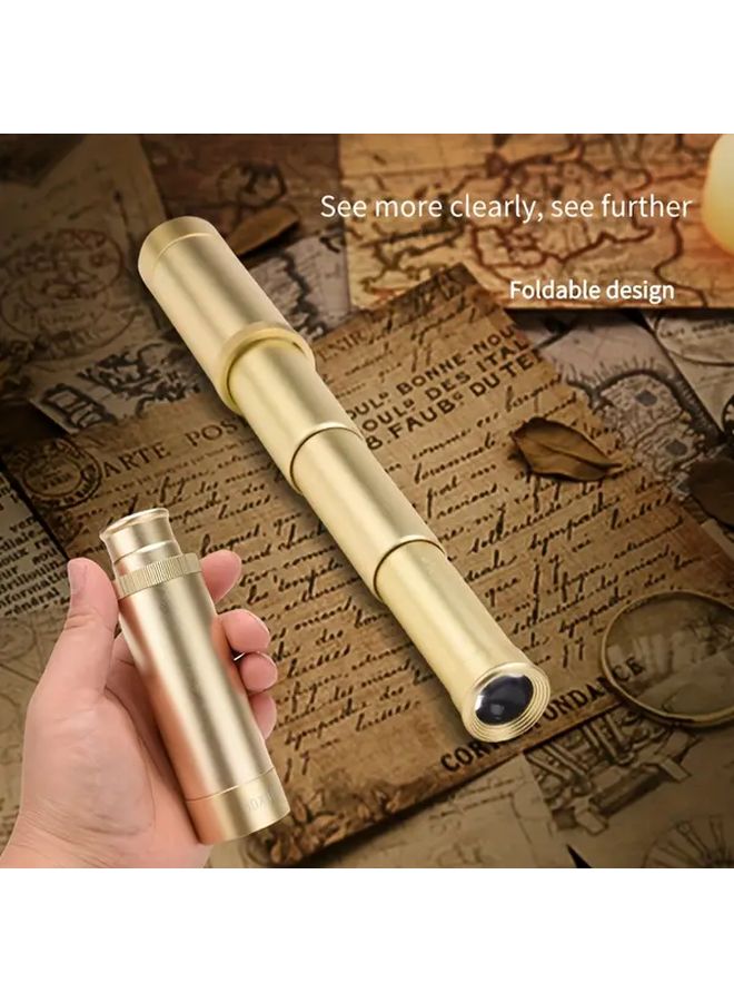 Golden Monocular Telescope Adjustable Focus Portable for Bird Watching Hiking - Image 2