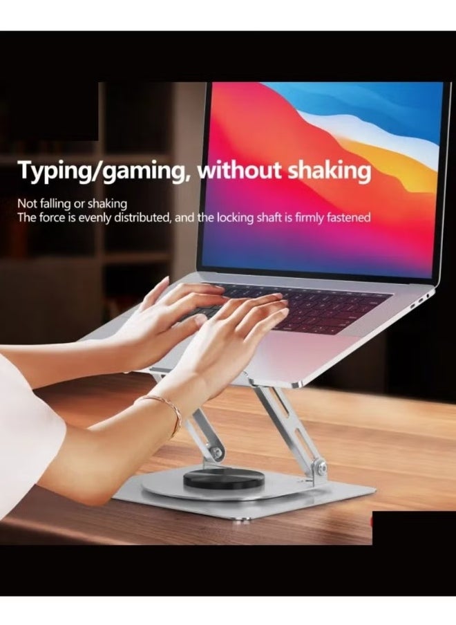 DUSALA - EH257 360° Rotatable Laptop Stand for Desk – Adjustable Carbon Steel Riser with Porous Heat Dissipation and Flexible Angle Adjustment – Ergonomic and Sturdy Notebook Holder for 11" to 17.3" Laptops – Durable Silver Finish for Home and Office Use - Image 1