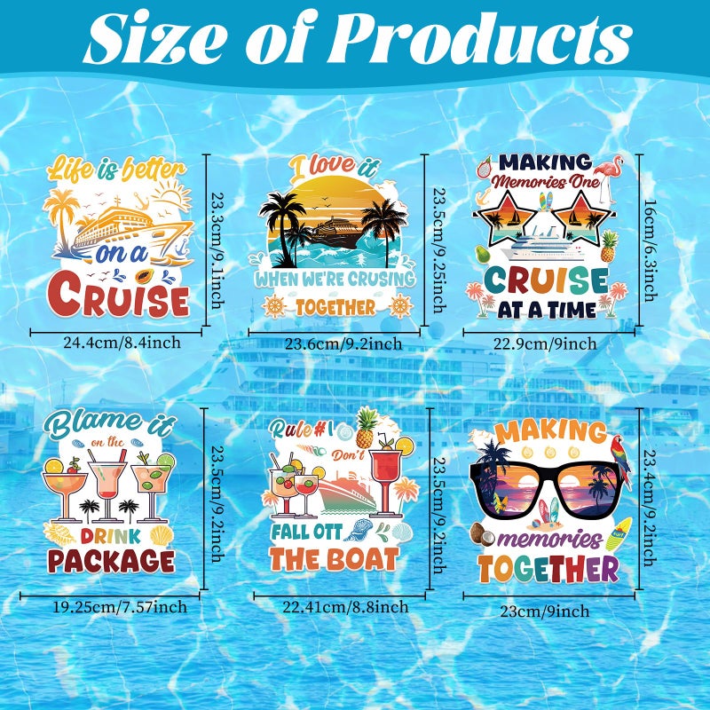 Wxiben Family Cruise Door Decorations Magnetic - Wxiben 6PCS Vintage Hawaii Cruise Door Ship Decorations Magnets Glasses Palm Tree Sunset Drink Cruise Door Magnets for Family Vacation Carnival Cabin Decor - Image 2