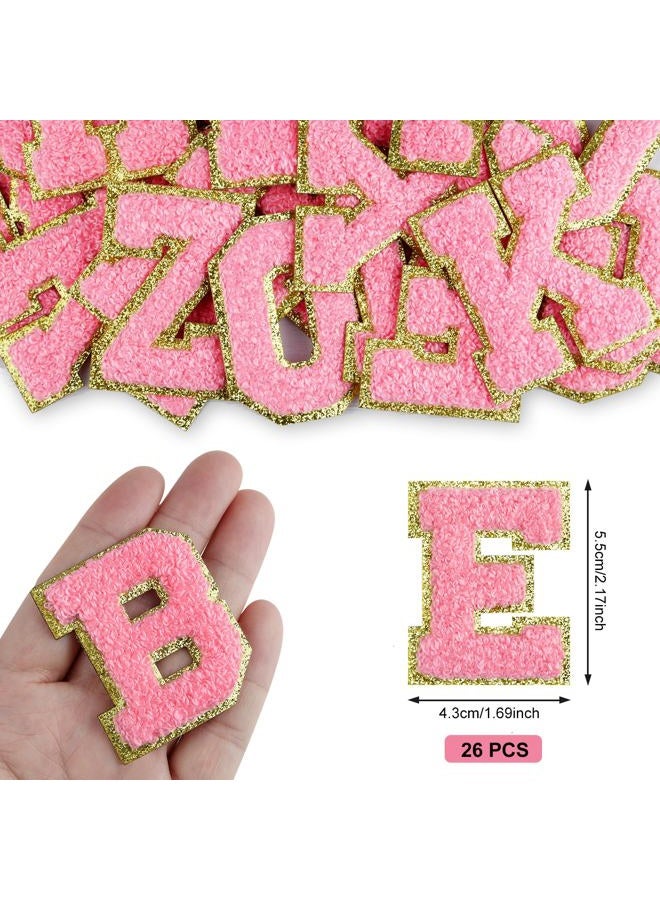 Morcheiong 26 Pcs Self Adhesive Chenille Letter Patches A-Z, Chenille Letters for Clothing, Fabric, Shoes, Bags (Rose Red) - Image 2