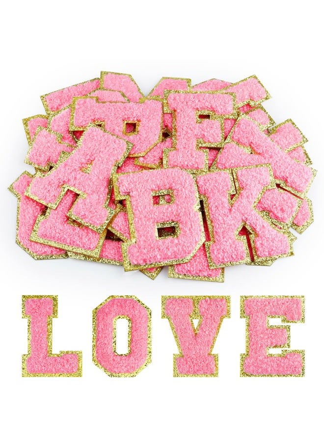 Morcheiong 26 Pcs Self Adhesive Chenille Letter Patches A-Z, Chenille Letters for Clothing, Fabric, Shoes, Bags (Rose Red) - Image 1