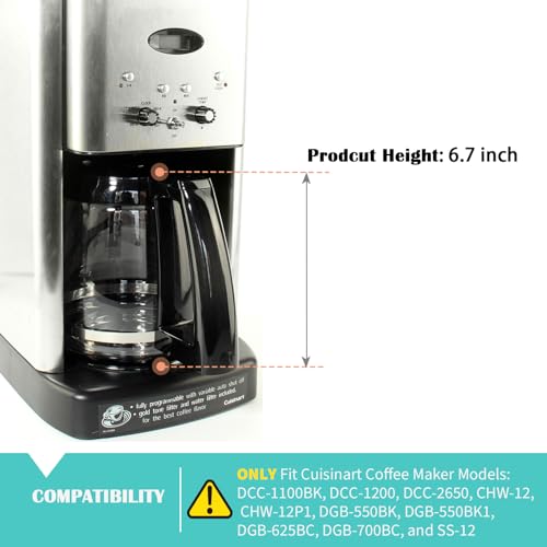 Sendextra 12-Cup Replacement Glass Coffee Carafe for Cuisinart Coffee Maker Models DCC-1200, DCC-1100BK, DCC-2650, CHW-12, CHW-12P1, DGB-550BK, DGB-550BK1, DGB-625BC, DGB-700BC, and SS-12 | Part# DCC-1200PRC - Image 3