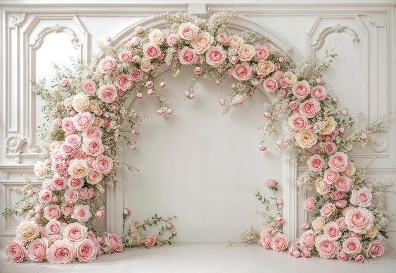 Kate 7Ã—5ft (2.2Ã—1.5m) White Plaster Line Wall Backdrop Photography Arched Flower Door Indoor Birthday Girl Party Party Wedding Maternal Portrait Background Photography Studio Props Photos Videos - Image 2