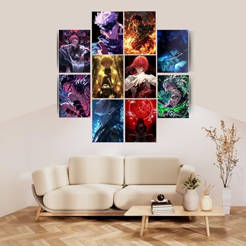 Posters Inc Naruto, Death Note, Goku, Vegeta Neon Anime Posters for Wall, Aesthetic Home Decor Items for Living Room, Birthday Gifts for Men, 300 GSM HD Quality Print A4 Size Set of 10 with Glue Dots - Image 2