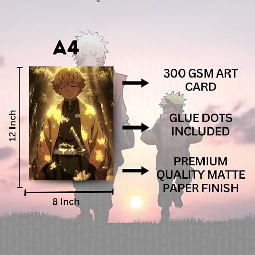 Posters Inc Naruto, Death Note, Goku, Vegeta Neon Anime Posters for Wall, Aesthetic Home Decor Items for Living Room, Birthday Gifts for Men, 300 GSM HD Quality Print A4 Size Set of 10 with Glue Dots - Image 4