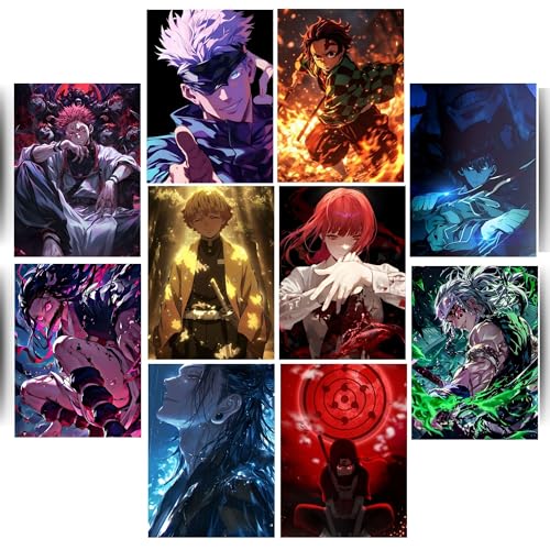 Posters Inc Naruto, Death Note, Goku, Vegeta Neon Anime Posters for Wall, Aesthetic Home Decor Items for Living Room, Birthday Gifts for Men, 300 GSM HD Quality Print A4 Size Set of 10 with Glue Dots - Image 1