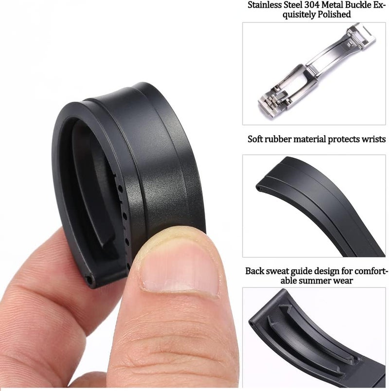 MCXGL Rubber Watch Band Compatible with Yacht Master Oysterflex Submariner GMT Daytona 20mm Strap Waterproof Bracelet Watch Accessories - Image 4