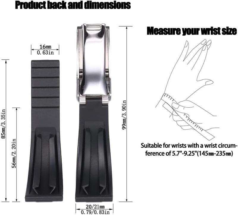 MCXGL Rubber Watch Band Compatible with Yacht Master Oysterflex Submariner GMT Daytona 20mm Strap Waterproof Bracelet Watch Accessories - Image 2