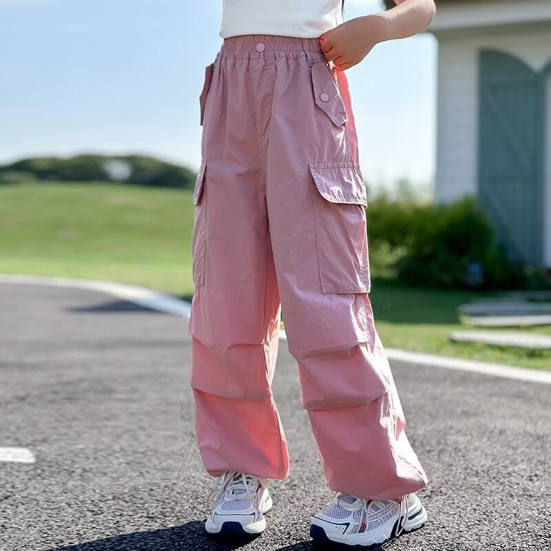 Children'S Wear Girls' Pants Summer Middle And Large Children'S Workwear Casual Pants Loose Mosquito-Proof Girls' Trousers Autumn Wear - Image 1