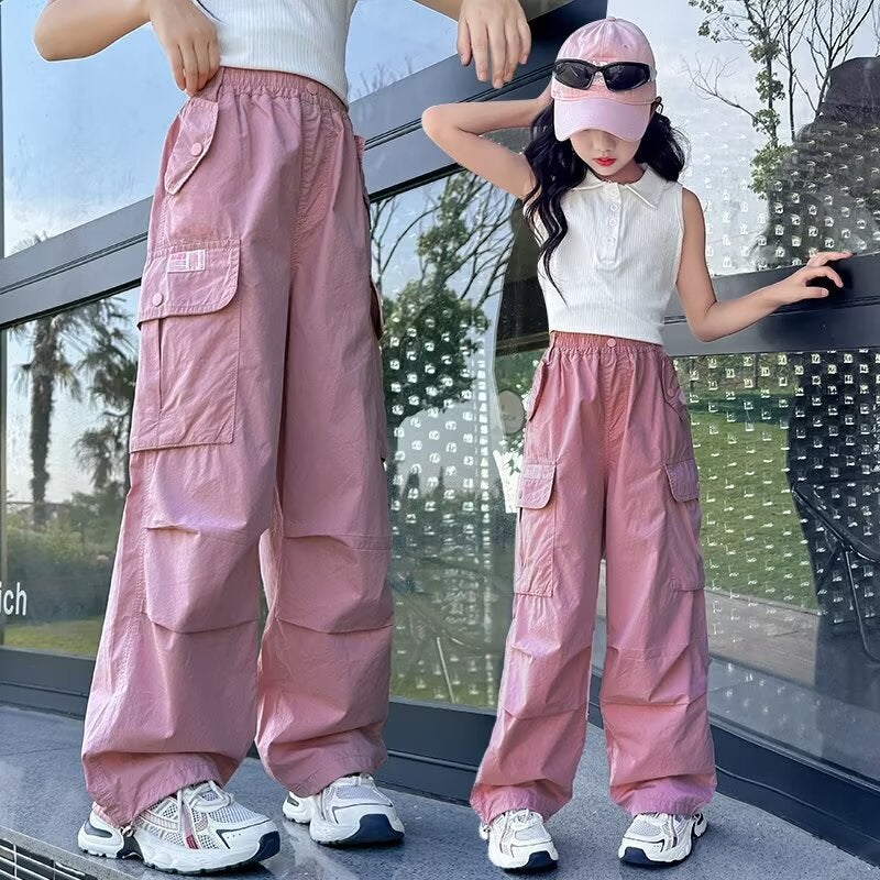 Children'S Wear Girls' Pants Summer Middle And Large Children'S Workwear Casual Pants Loose Mosquito-Proof Girls' Trousers Autumn Wear - Image 2