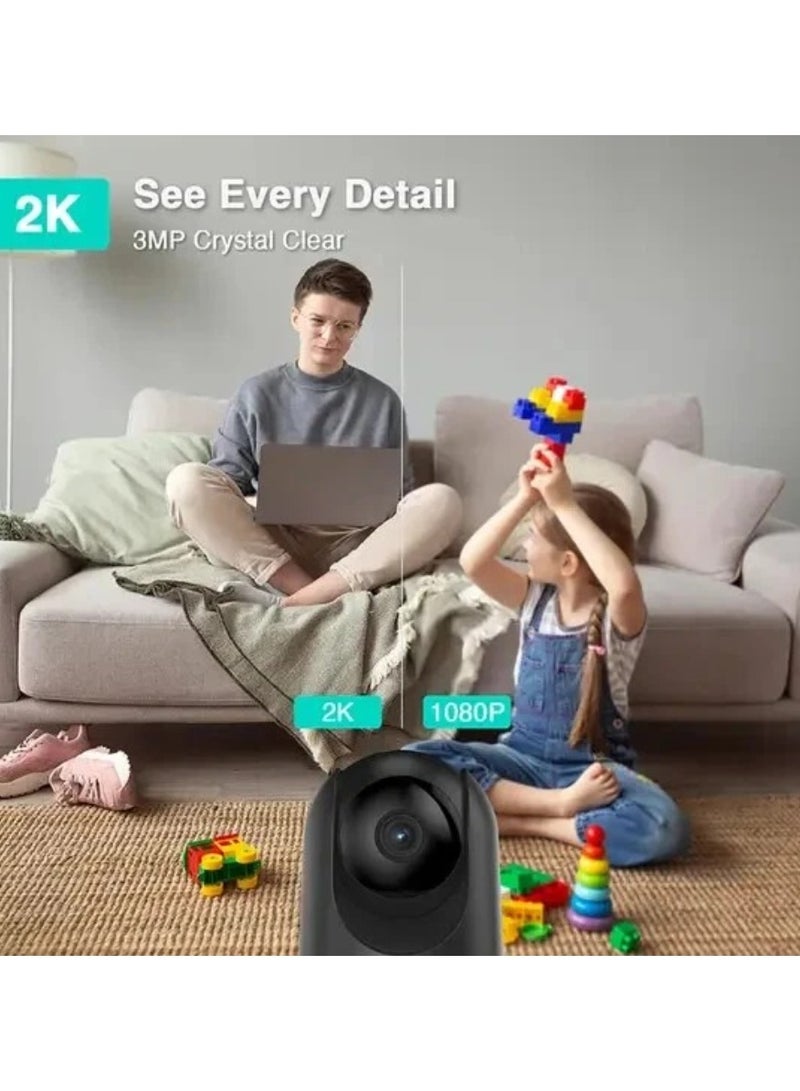 Botslab Indoor Cam Pan Tilt Camera, 2K WiFi Smart Home Security Camera with Human and Moition Detection, Night Vision Baby Monitor Camera and Audio, Works with Alexa - Image 3