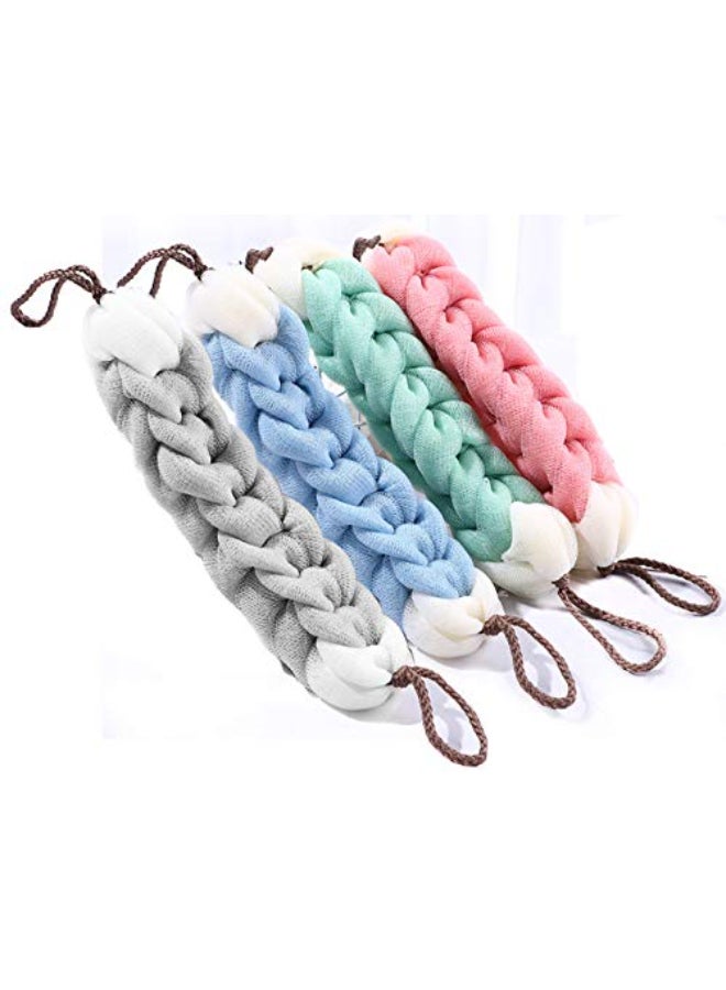 AARainbow 4 Packs Long Stretch Back Sponge with Rope Handles Back Scrubber Body Sponges for Bathing Bath Shower Mesh Sponge Body Deep Cleaning for Men Women BlueGreyGreenPink - Image 1