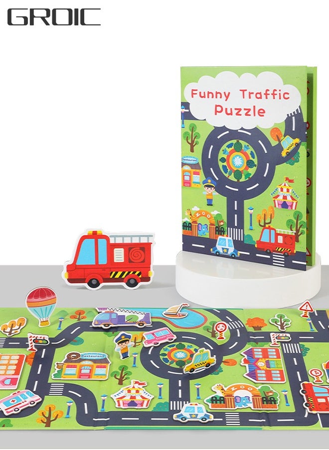 GROIC Magnetic Advanced Jigsaw Puzzle, Early Education Folding Books Magnetic Portable Play-Board, Preschool Magnetic Busy Book Themed Learning Interactive Play Kit  - Image 1