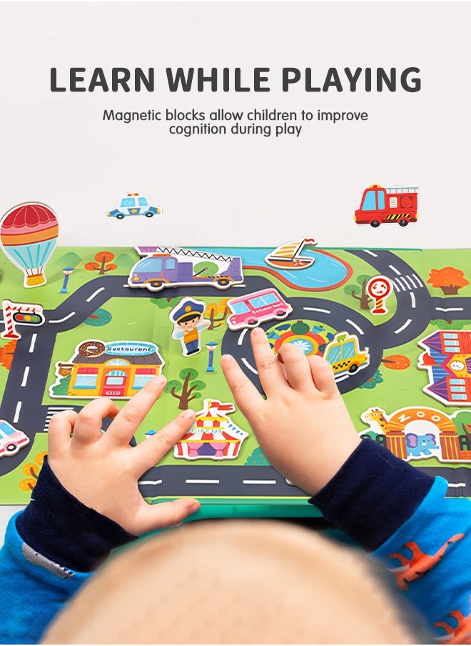 GROIC Magnetic Advanced Jigsaw Puzzle, Early Education Folding Books Magnetic Portable Play-Board, Preschool Magnetic Busy Book Themed Learning Interactive Play Kit  - Image 2