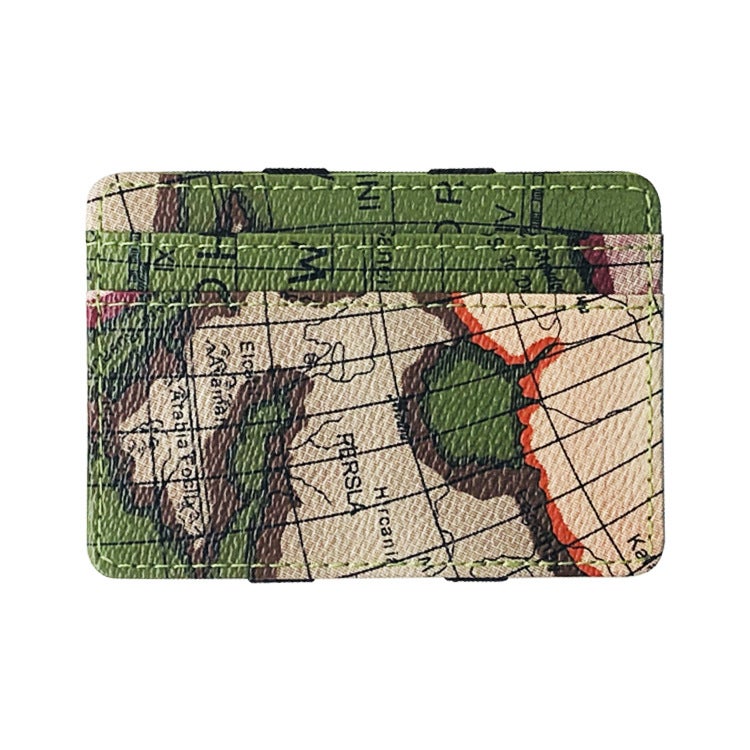 2020 new map pattern creative magic wallet men''s and women''s fashion money clip PU double-sided coin purse cross-border new products - Image 1