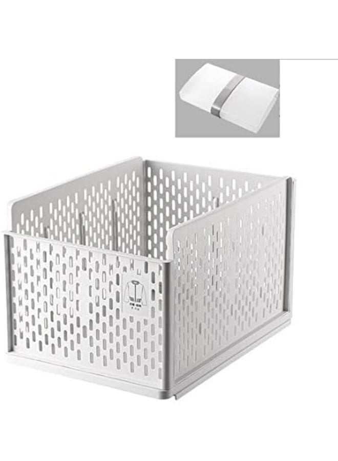 صندوق تخزين خزانة قابل للتكديس، منظم أدراج بلاستيكي، سلال رفوف ملابس قابلة للطي، حاويات قابلة للطي، مثالي للمنزل والمكتب - Image 1