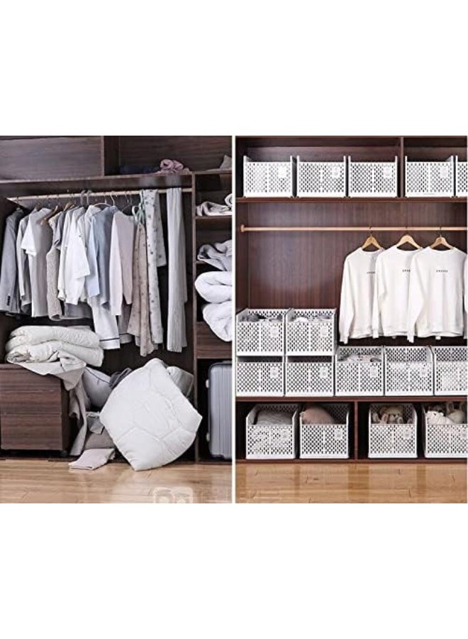 صندوق تخزين خزانة قابل للتكديس، منظم أدراج بلاستيكي، سلال رفوف ملابس قابلة للطي، حاويات قابلة للطي، مثالي للمنزل والمكتب - Image 4