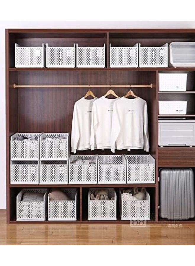 صندوق تخزين خزانة قابل للتكديس، منظم أدراج بلاستيكي، سلال رفوف ملابس قابلة للطي، حاويات قابلة للطي، مثالي للمنزل والمكتب - Image 2