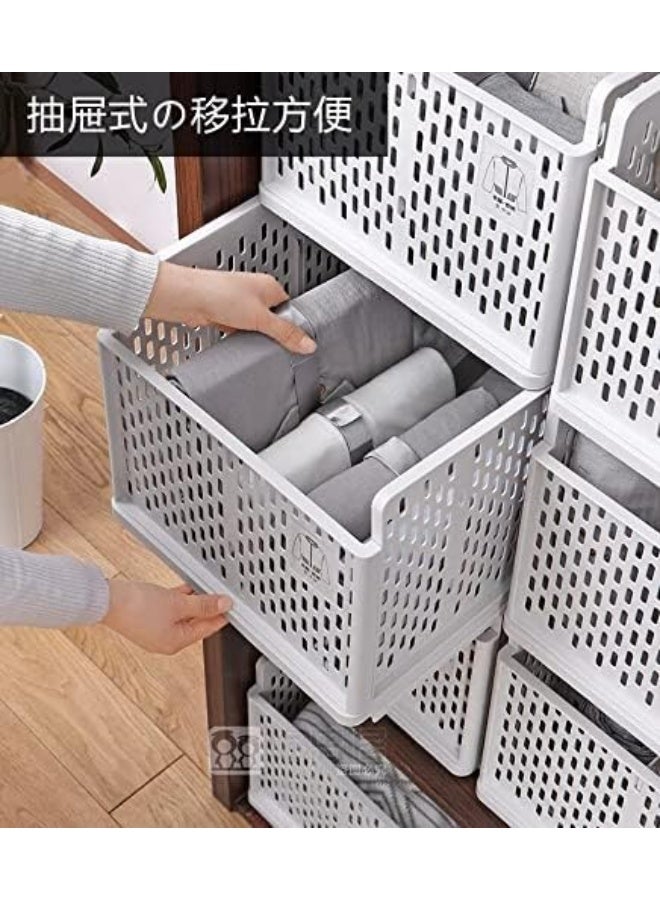 صندوق تخزين خزانة قابل للتكديس، منظم أدراج بلاستيكي، سلال رفوف ملابس قابلة للطي، حاويات قابلة للطي، مثالي للمنزل والمكتب - Image 3