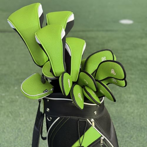 Andux Golf Hybrid Club Head Covers with Dial No. Tag Pack of 3 (All The Same Size) Black/Green - Image 2