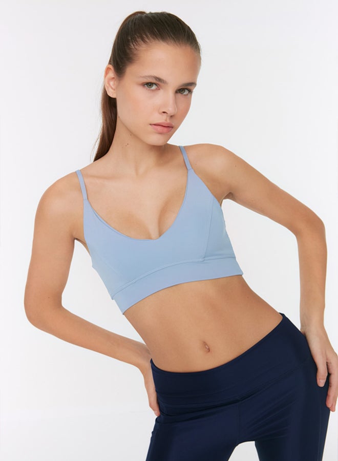 trendyol Light Blue Supported/Styling String Strap Knitted Sports Bra - Image 2