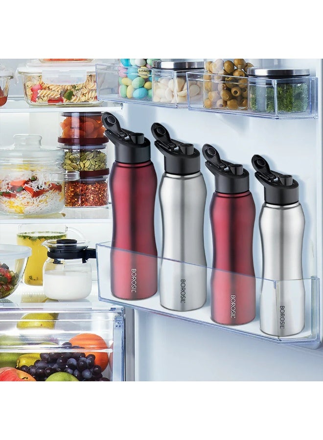 BOROSIL زجاجة ماء من الفولاذ المقاوم للصدأ Grip n Sip مارون، 750 مل - Image 4