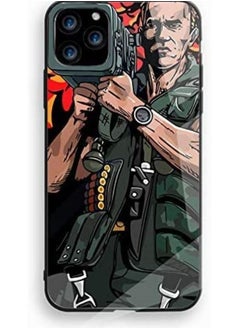 Iphone 11 Pro Max Case Movie Commando Arnold Schwarzenegger Glossy Tempered Glass TPU Soft Frame Cover Case
