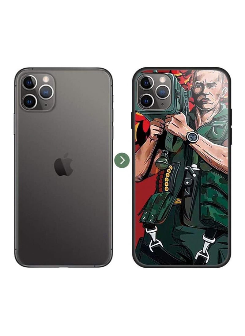 Generic - Iphone 11 Pro Max Case Movie Commando Arnold Schwarzenegger Glossy Tempered Glass TPU Soft Frame Cover Case - Image 1