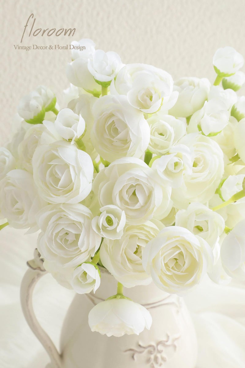 Floroom Ranunculus Artificial Flowers 18 Pcs Ivory Faux Silk Mini Ranunculus Bulk Fake Wedding Filler Flowers for DIY Bouquets, Centerpieces, Bridal Shower Decorations & Arrangements - Image 4