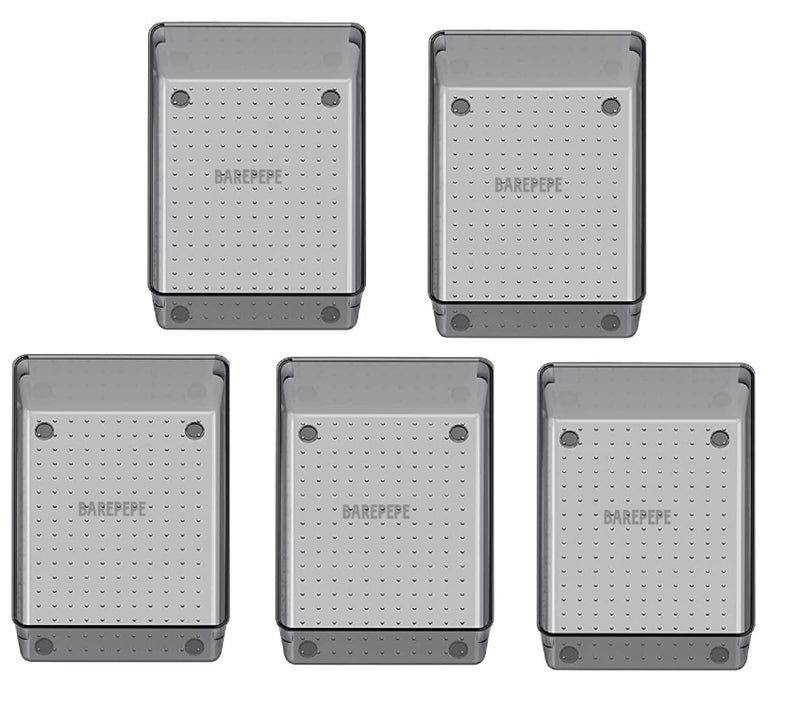 BAREPEPE 6x9x2 Inch Unbreakable Plastic 5-Piece Drawer Organizer Trays (Light Black) - Image 1