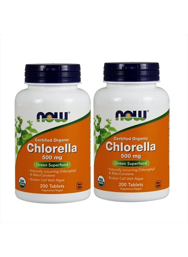 Now Foods Organic Chlorella 500 mg Tablets, 200 Count (Pack of 2) - Image 1