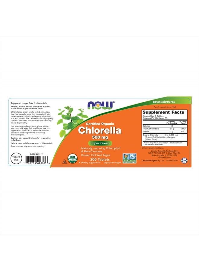 Now Foods Organic Chlorella 500 mg Tablets, 200 Count (Pack of 2) - Image 2