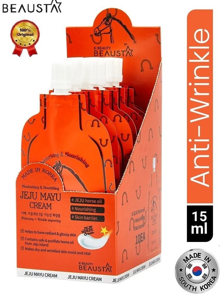 BEAUSTA Pack of 10 Pieces Beausta Jeju Mayu Horsetail Oil Moisturizing Cream 15 ml - Image 1