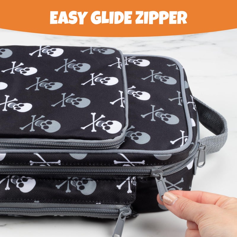 Bentology Insulated Lunch Box W Snack Pocket & Water Bottle Holder - Boys Or Kids School Lunchbox Tote Keeps Food Hotter Or Colder Longer- Reusable Bag Fits Most Bento Boxes Ice Packs Nesting Containers - Skull - Image 5