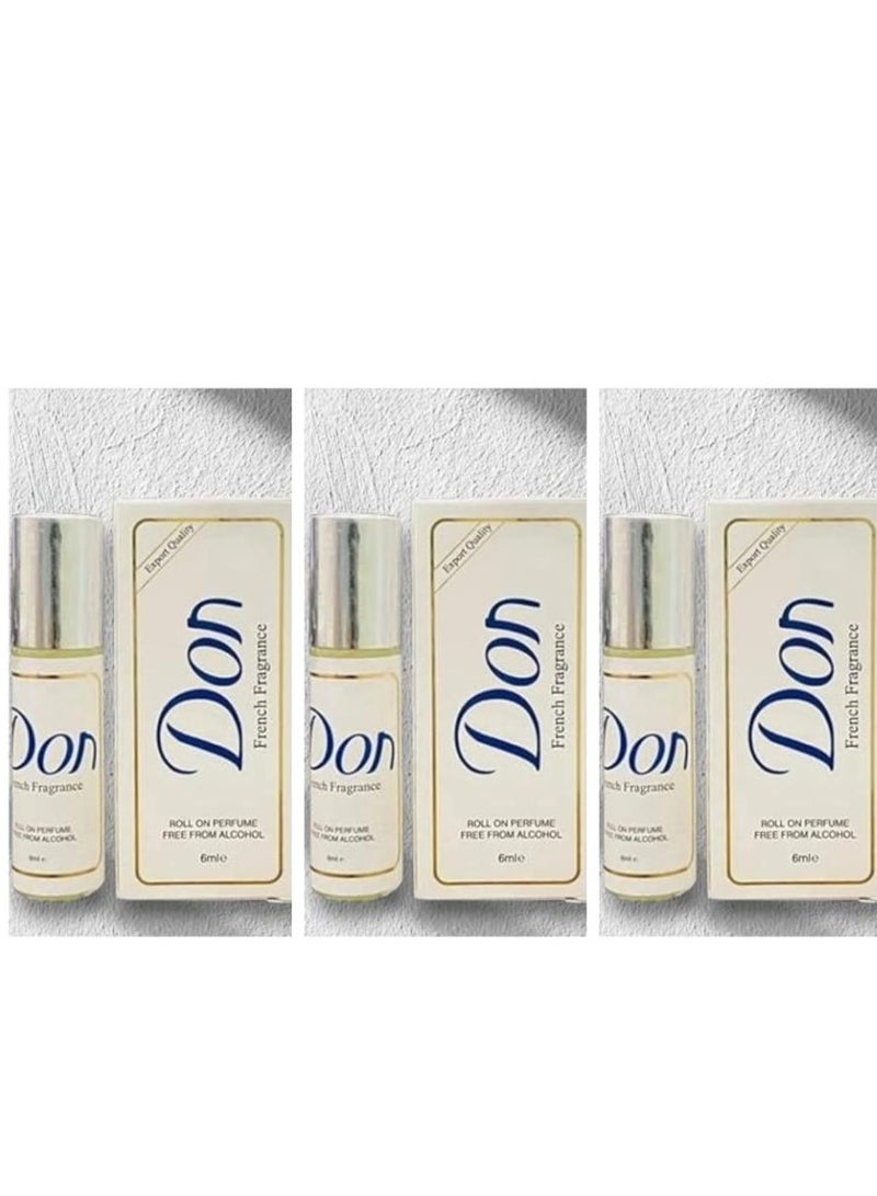 don French Fragrance Roll On Perfume 6ml 3 Pcs