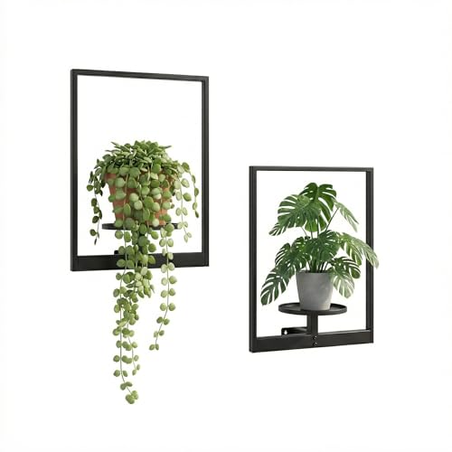 NUZZERO 2 Pack Plant Stand Indoor Outdoor Hanging Planters for Indoor Plants Wall Plant Holder for Indoor Plants Plant Frames Wall Decor for Livingroom Bedroom Balcony Patio - Image 1