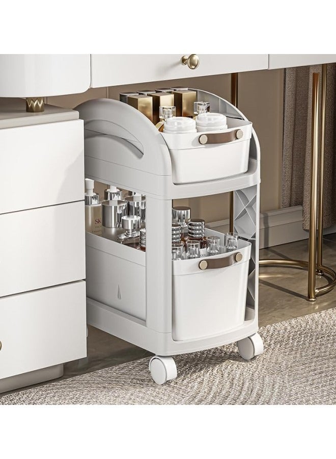 GGEROU Storage cabinet 3 Layer,Thickened Enlarged Organizer with Wheels,Layer Storage Rack,Multi Layer Crevice Storage Basket Shelves for Kitchen,Bathroom,Living Room (Grey-3 Layer) - Image 2